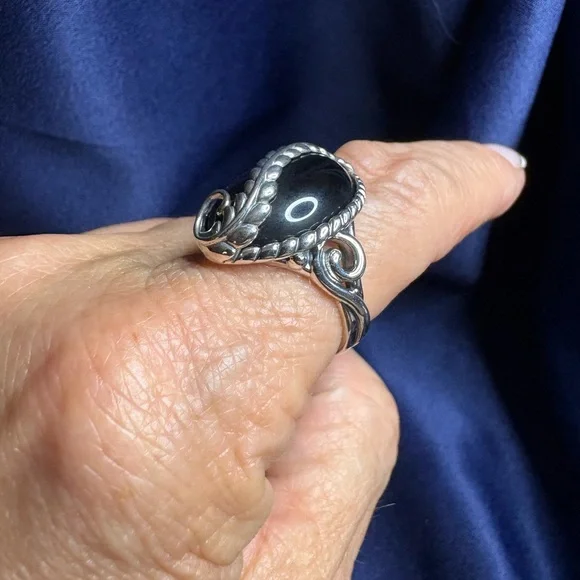 Ring*Carolyn Pollack American West Silver and Black Statement Vintage Ring - Picture 11 of 12